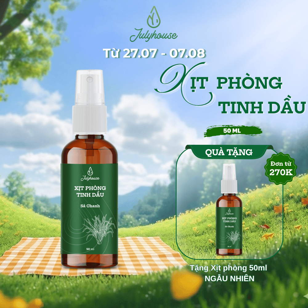 Bình xịt phòng tinh dầu sả chanh 50ml JULYHOUSE khử mùi, thơm như spa
