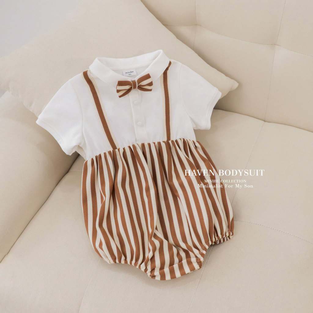 [MINIBE] Bodysuit Haven chất liệu co dãn 4 chiều màu nâu be Hàn Quốc cho bé trai