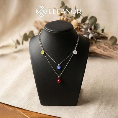 Dây chuyền nữ Eleanor Accessories phối charm đá màu sắc phụ kiện trang sức vòng cổ layer 12069
