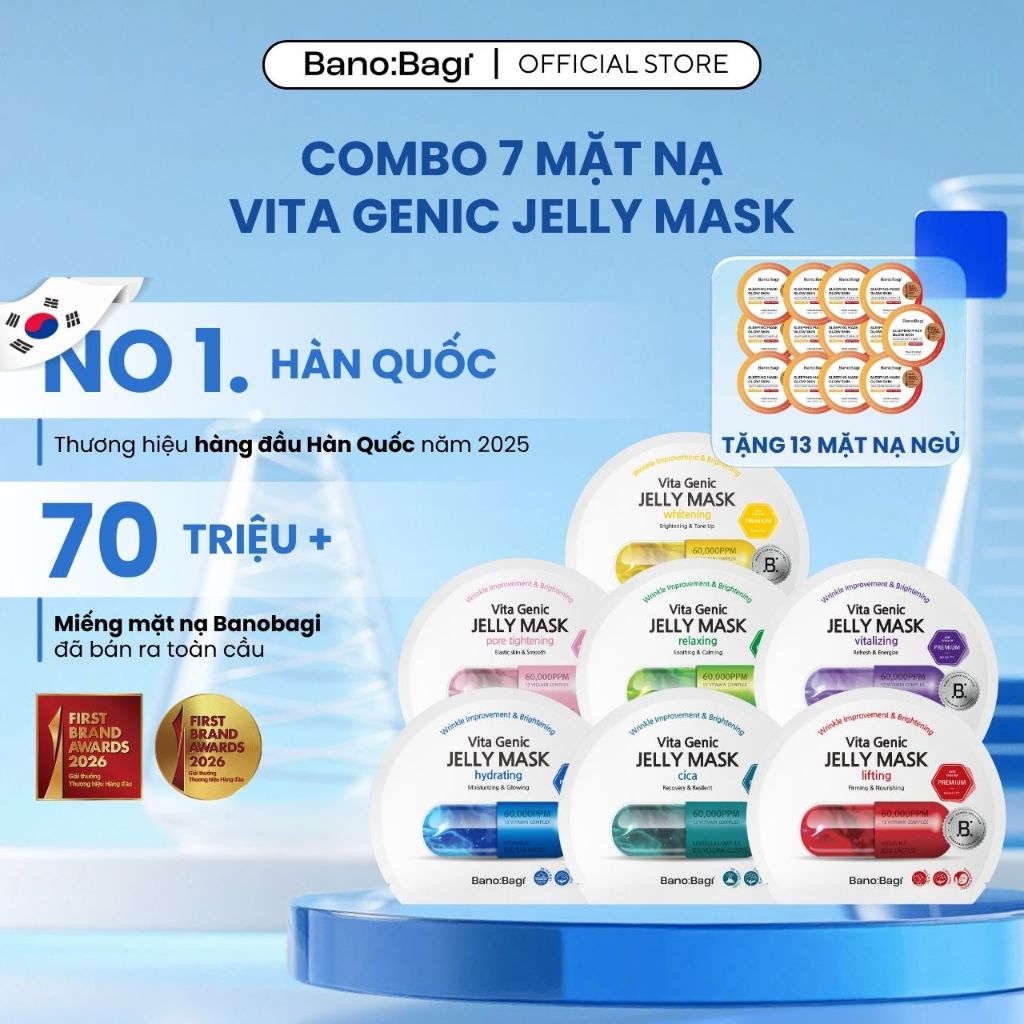 [ MUA 7 TẶNG 13 mask ngủ ] COMBO 7 Mặt Nạ BANOBAGI Vita Genic Jelly Mask Hỗ Trợ Dưỡng Ẩm, Cải Thiện 