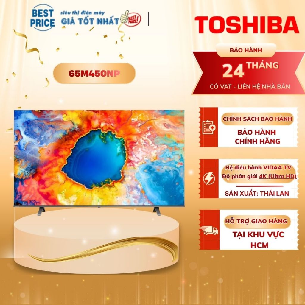 Smart Tivi 65 inch Toshiba 4K QLED 65M450NP Sản xuất Thái Lan, Hàng Chính Hãng