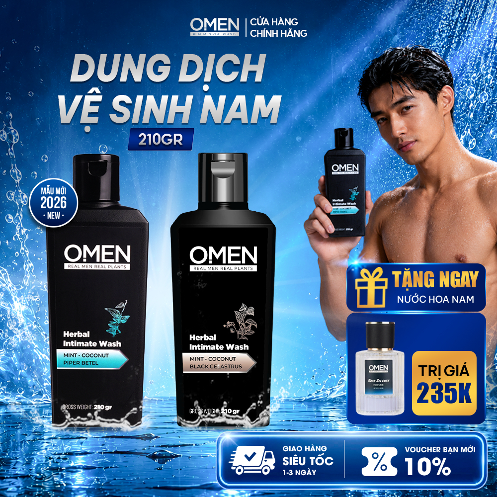 Dung Dịch Vệ Sinh Nam Giới OMEN Bọt Vệ Sinh Hương Nước Hoa Dịu Nhẹ, Thơm Mát, Kháng Khuẩn 210Gr