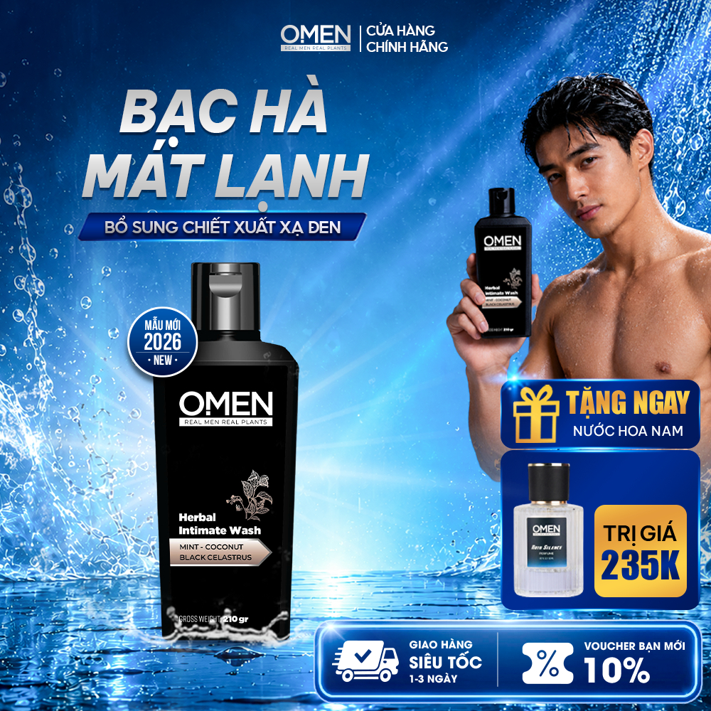 Dung Dịch Vệ Sinh Nam OMEN Xạ Đen Kháng Khuẩn Khử Mùi  - Chai 210g