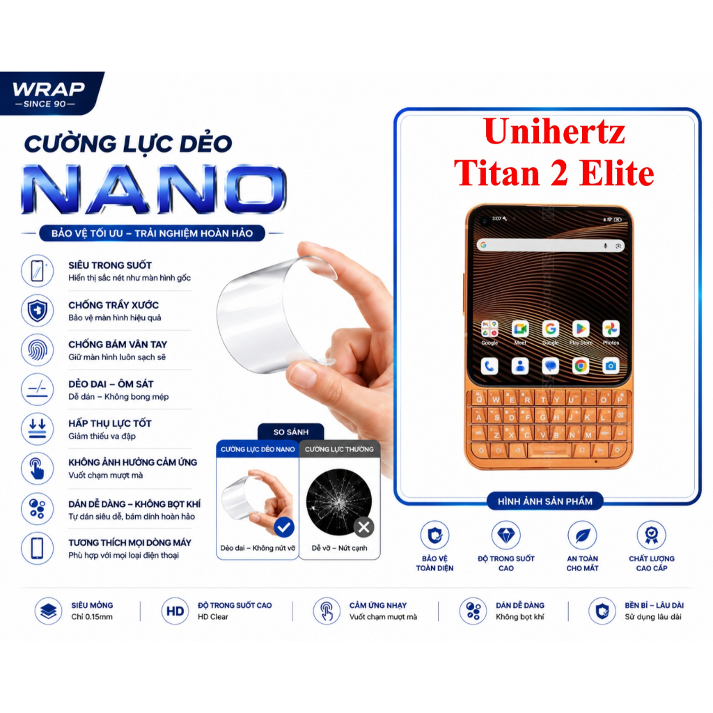 Cường lực dẻo bảo vệ màn hình Unihertz Titan 2 Elite