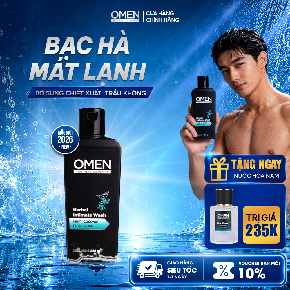 Dung Dịch Vệ Sinh Nam OMEN Trầu Không Giúp Làm Sạch, Kháng Khuẩn, Khử Mùi  - Chai 210g