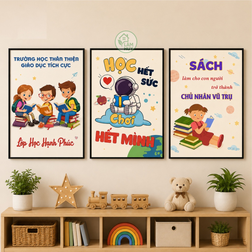 COMBO 3 Tranh Slogan Lớp Học, Tranh Treo Trang Trí Trường Học, Tranh Động Lực Phòng Học, Lớp Học