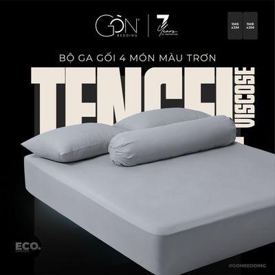 [SPV] Bộ Ga Gối 4 Món Gòn Bedding Lụa Tencel Viscose Cao Cấp Màu Trơn 1m6x2m | 1m8x2m