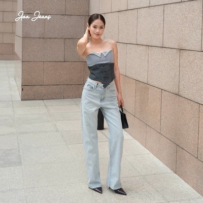 Aaa Jeans - Quần Jean Nữ Wide Leg Lưng Cao Màu Ice Blue Tôn Dáng