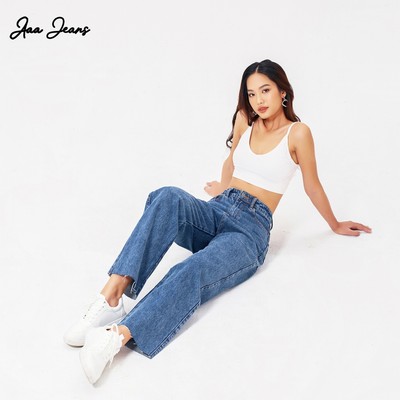 Aaa Jeans - Quần Jean Nữ Ống Rộng Lưng Cao Tôn Dáng