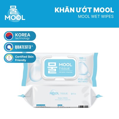 Khăn ướt MOOL cao cấp 100 tờ công nghệ Quốc tế an toàn, tiện lợi