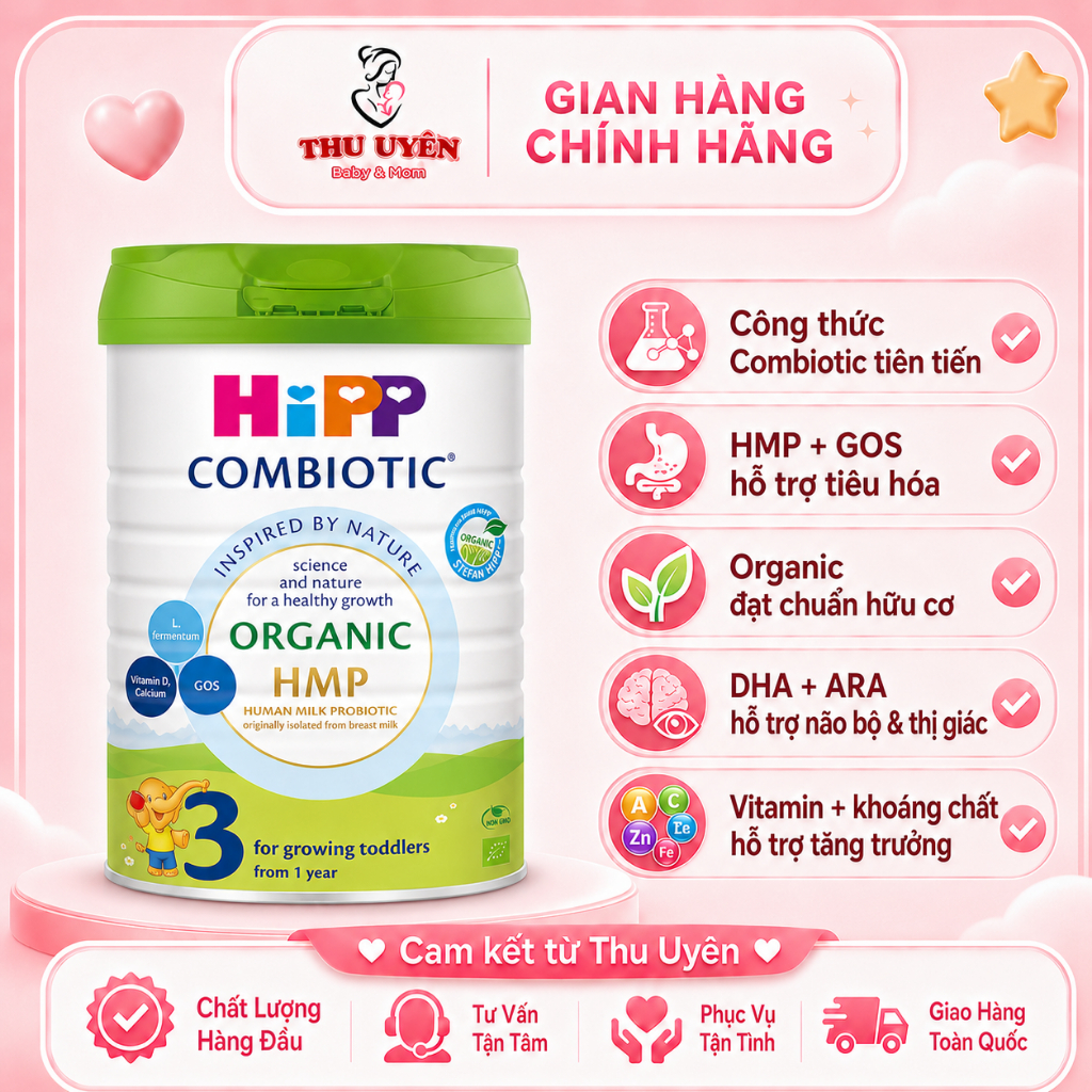 Sữa Bò HiPP ORGANIC COMBIOTIC Lon Lớn 800g/Nhỏ 350g