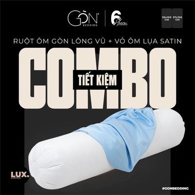[SPV] Combo Ruột Gối Gòn Lông Vũ Và Vỏ Gối Ôm Lụa Satin Premium Gòn Bedding Cao Cấp Màu Trơn Khóa Kéo 37x105 cm