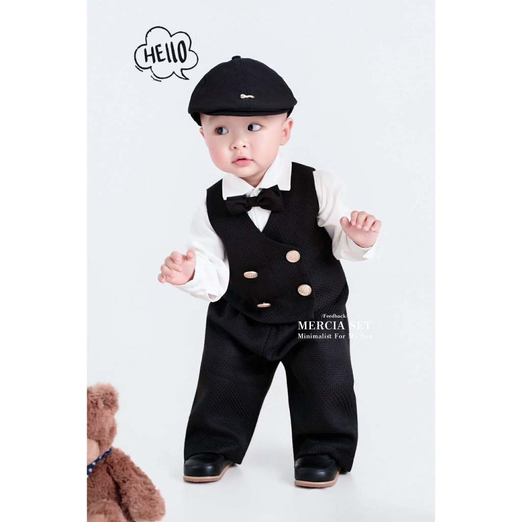 [MINIBE] Set Áo Gile & Quần Mercia chất liệu dạ tweet mềm mại sang trọng cho bé trai