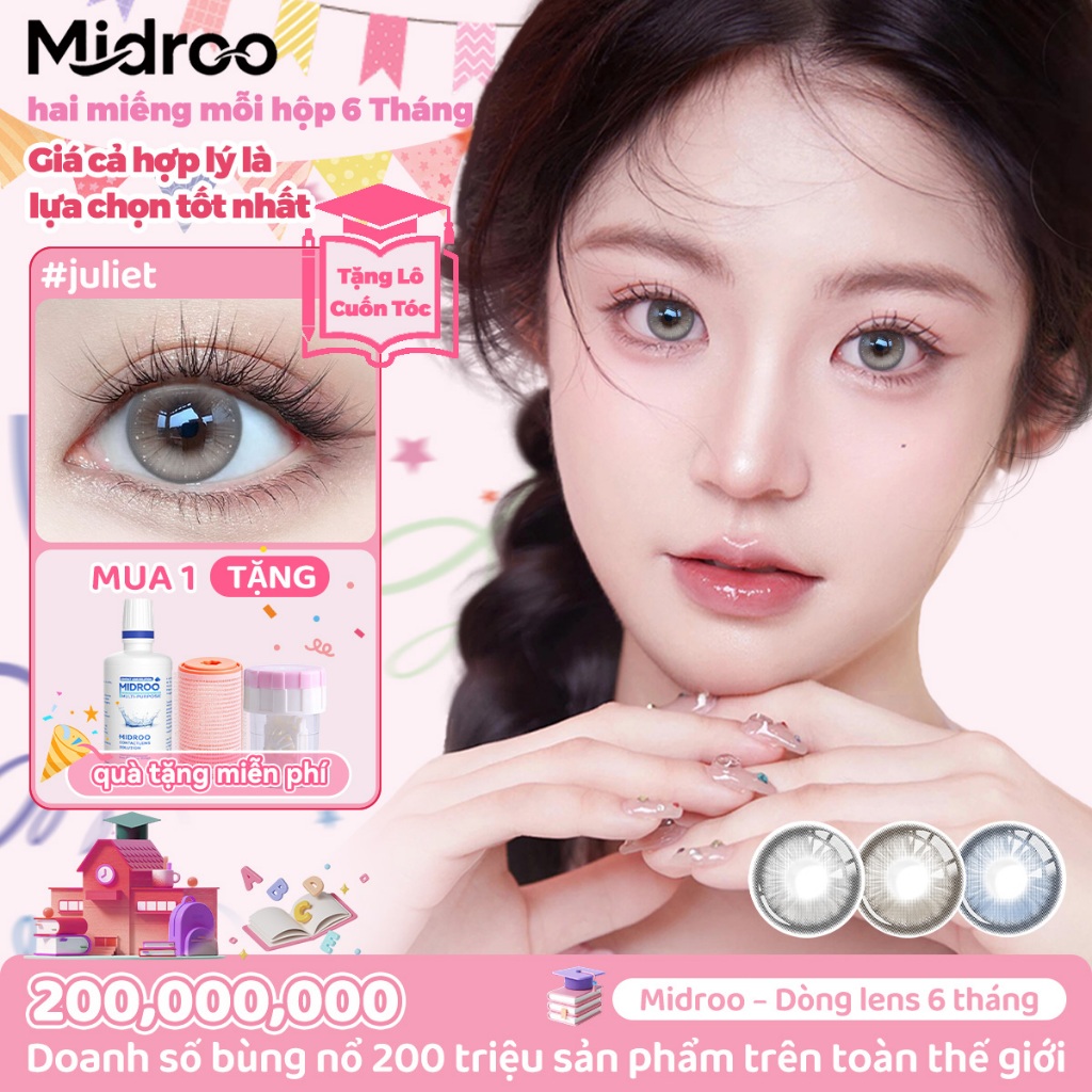 [Mua 1 Tặng 3] Midroo Lens 0-6 Độ Juliet Kính Áp Tròng 14,2mm lens mắt xinh lens mắt chụp kỷ yếu