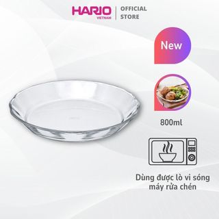 Đĩa thủy tinh chịu nhiệt cao cấp Hario heatproof glass 800ml dùng được lò nướng, lò viba (Φ220mm)