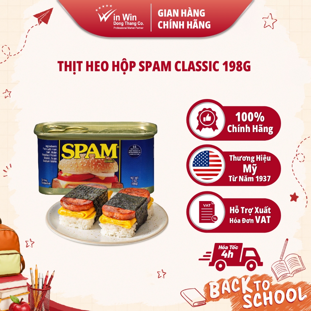 Thịt Heo Hộp SPAM Classic 198g - Nhập Khẩu Mỹ | Hormel SPAM Classic 198g