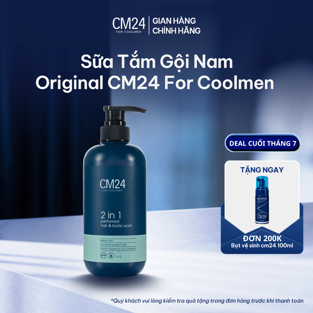 [MUA 1 TẶNG 1] Sữa Tắm Gội Hương Nước Hoa Nam Tính Cuốn Hút CM24 FOR COOLMEN Sạch Sâu, Dưỡng Ẩm 500m