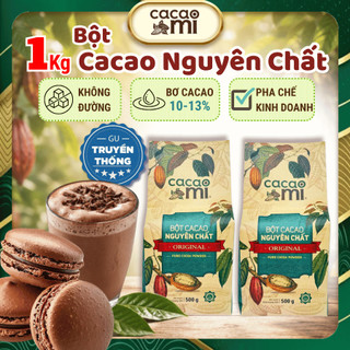 Bột cacao nguyên chất 100% không đường gu truyền thống CacaoMi Original - 1kg
