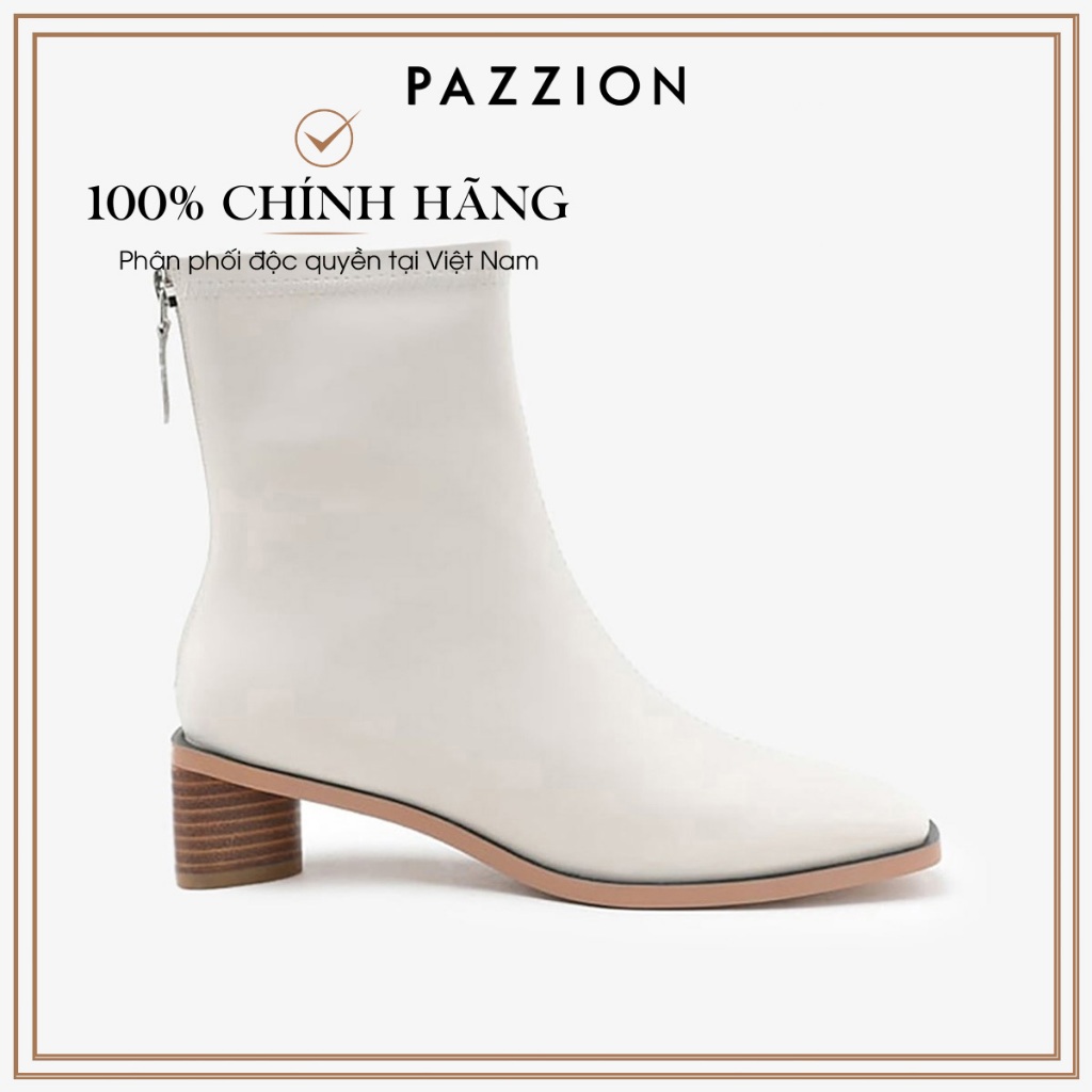 Giày boots PAZZION Square Toe Leather Boot