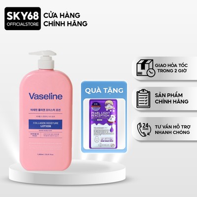 (Tặng Mask) Sữa Dưỡng Thể Foodaholic Vaseline Lotion Dưỡng Ẩm Da Giúp Da Mềm Mịn 1000ml_COLLAGEN MOUSITURE