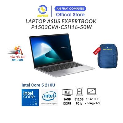 Laptop ASUS ExpertBook P1503CVA-C5H16-50W, Core 5-210H, 16GB DDR5, 512GB SSD, 15.6 FHD, Win11