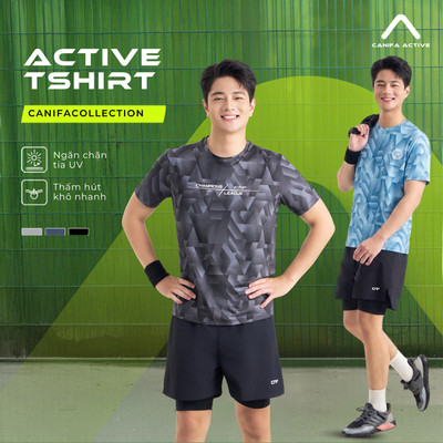 Áo phông active nam CANIFA thoáng khí thấm hút mồ hôi 8TS26S006