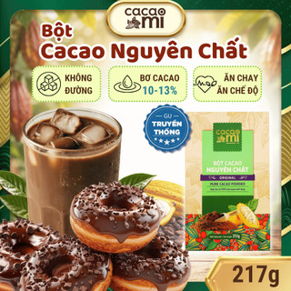 Thức uống socola Bột cacao nguyên chất gu truyền thống CACAOMI Original đặc sản Việt Nam hộp 217g
