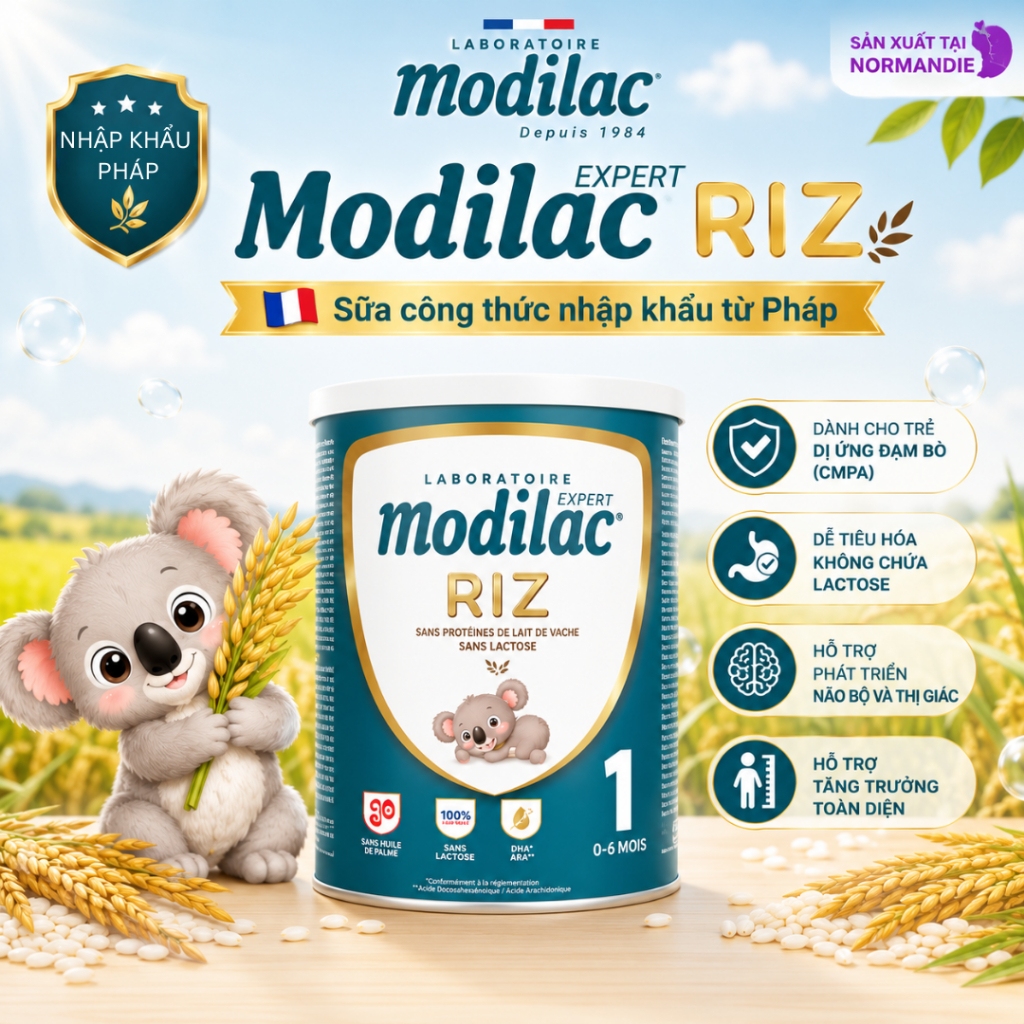 Sữa Modilac Expert Riz số 1 cho trẻ dị ứng đạm sữa bò 800g (0-6 tháng)