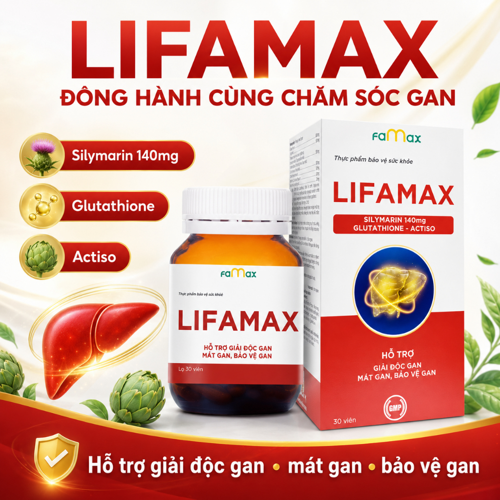 Giải Độc Gan LIFAMAX (30 Viên) - Hỗ Trợ Thải độc Gan, Mát Gan, Phục Hồi Chức Năng Gan Hiệu Quả