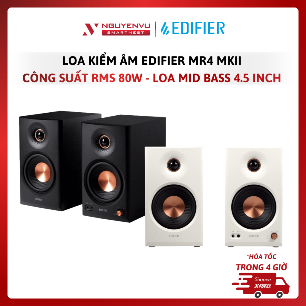 Loa Kiểm Âm Edifier MR4 MKII - Công suất RMS 80W - Loa Mid Bass 4.5 Inch - Hires Audio & Bluetooth 6