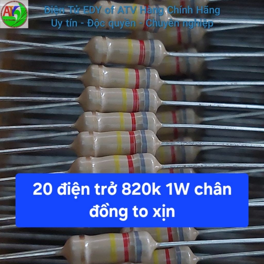 20 điện trở 820k 820k 1W 5% hàng xịn chân đồng to 820kohm ôm