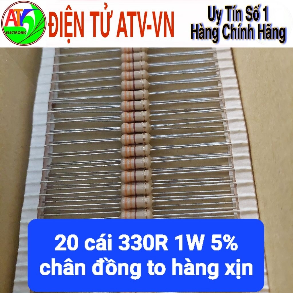 20 điện trở 330R 1W 5% hàng xịn chân đồng to 330ohm 330 ôm