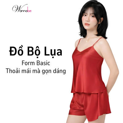 Đồ bộ mặc nhà WANNABE đồ đùi nữ quần sọt áo 2 dây basic đơn giản thoải mái chăm sóc giấc ngủ BS612