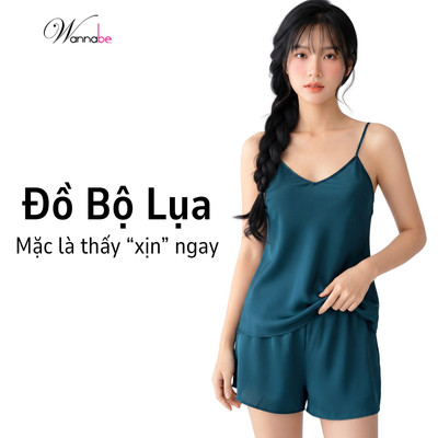 Đồ bộ mặc nhà nữ lụa WANNABE đồ bộ sọt áo 2 dây basic đơn giản thoải mái chăm sóc giấc ngủ BS612