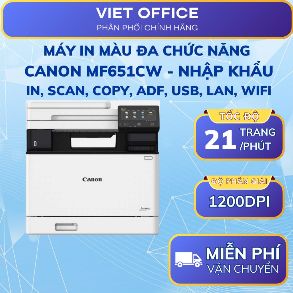 Máy In Laser Màu Đa Năng Canon imageCLASS MF651CW WiFi In Scan Copy 2 Mặt - Hàng Nhập Khẩu
