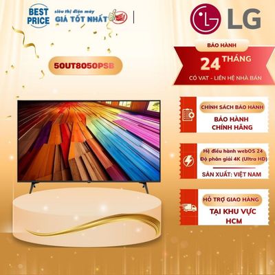 50UT8050PSB Smart Tivi LG 50 inch 4K – Chip α5 Gen7 AI, HDR10 Pro, Âm thanh vòm 9.1.2 | 50UT8050PSB