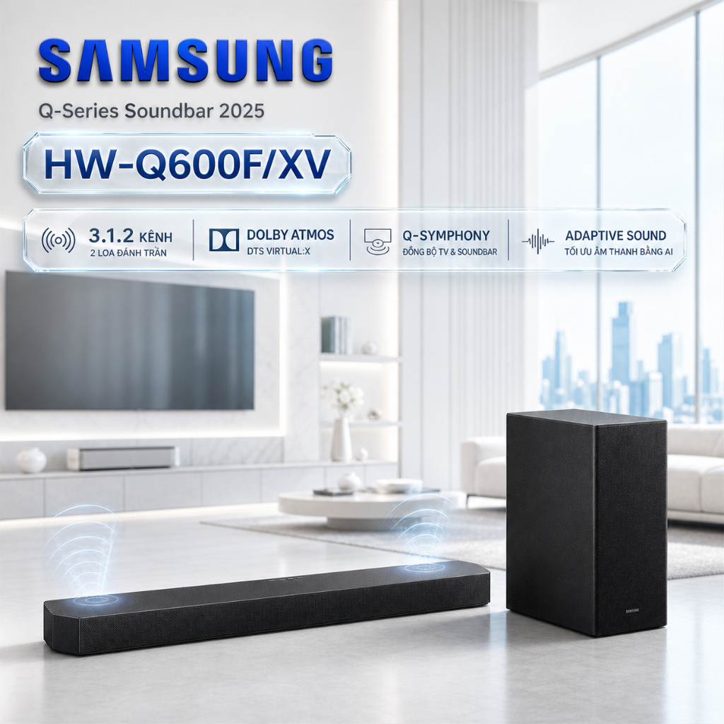 Loa Thanh Samsung Q-series HW-Q600F 3.1.2 Kênh Tích Hợp Loa Trầm