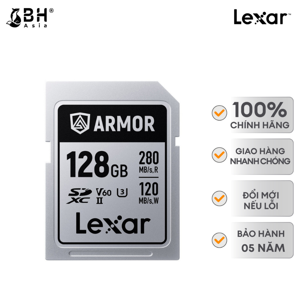 BH Asia - Thẻ nhớ Lexar ARMOR SILVER PRO UHS-II SDXC Card V60 128GB/ 256GB