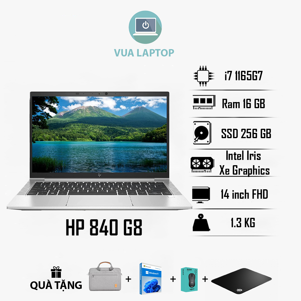 [Mới 99%] Laptop HP EliteBook 840 G8 Core i7 Gen 11 | RAM 16GB | SSD 256GB | Màn 14 inch | Vỏ Nhôm S