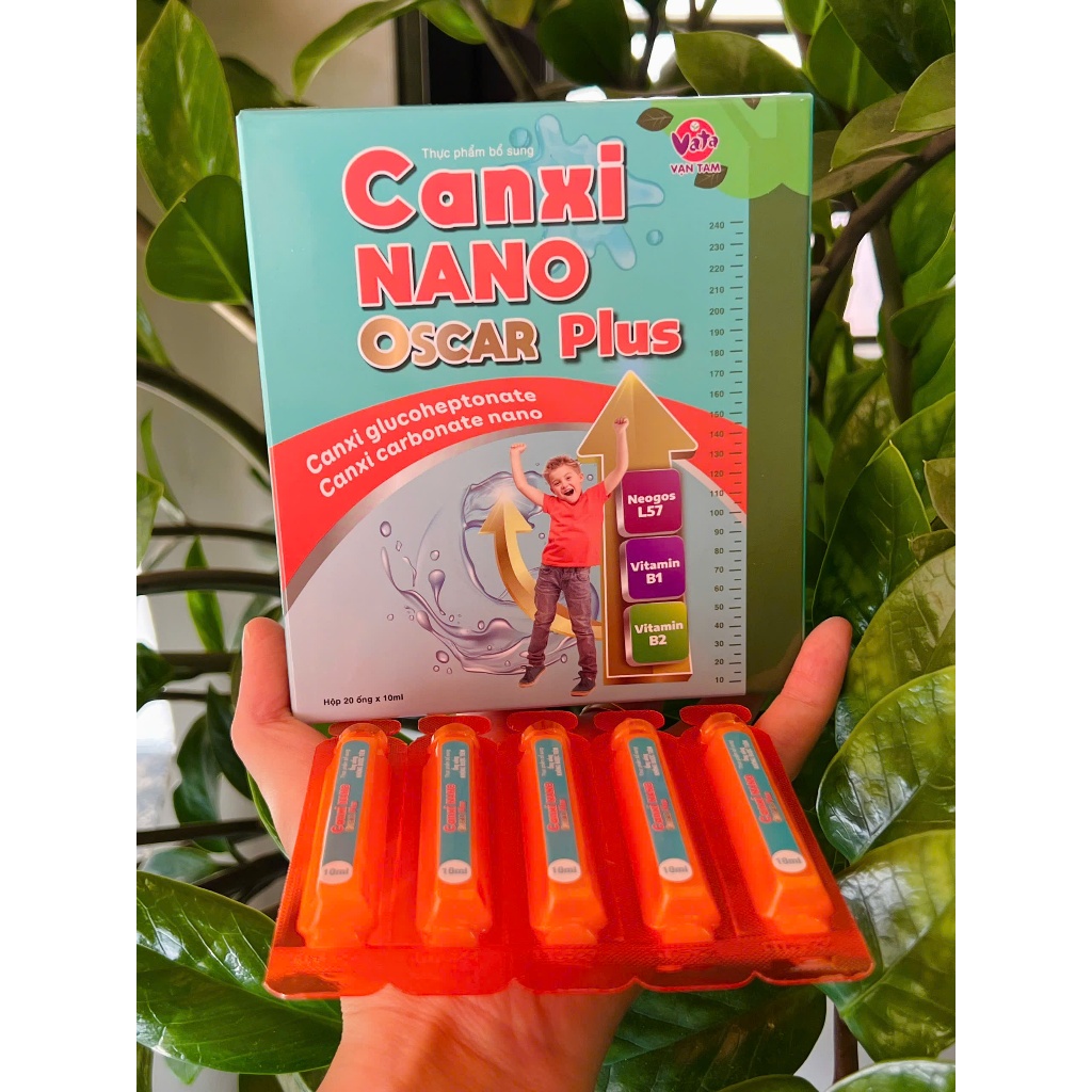 CANXI NANO OSCAR Plus DƯỢC VẠN TAM 20 ống Bổ sung canxi, vitamin D3, hỗ trợ xương, răng chắc khỏe.