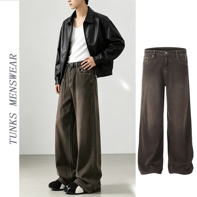 TUNKS Quần Jean Nam Baggy Không Nhăn - Chất Denim Cao Cấp | Phong Cách Streetwear Mùa Hè