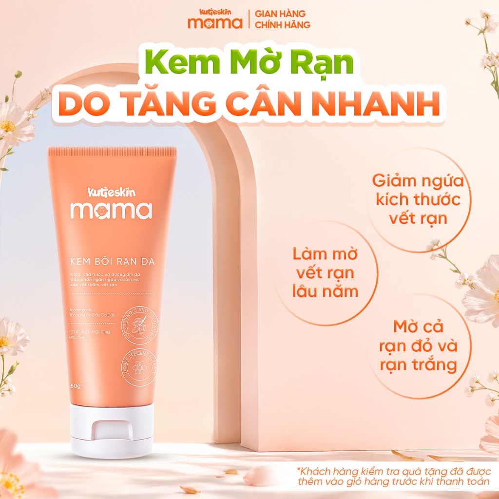 Kem Rạn Da Do Tăng Cân Nhanh, An Toàn Cho Mẹ Bầu Kutieskin Mama Mờ Rạn Nhanh 50G KMR01 + 100GR KMR03