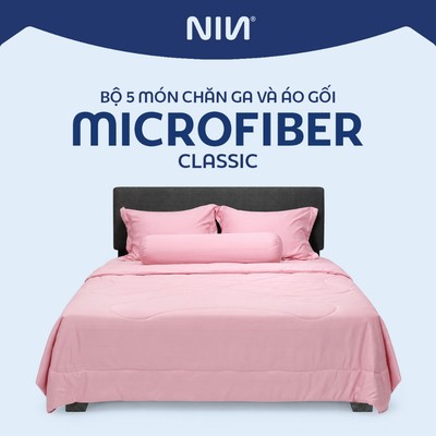 Bộ 5 Món Drap, Áo Gối, Mền Chần NIN Classic | Nhiều Màu | Nhiều Kích Thước | Mềm Mịn, Thoáng Mát