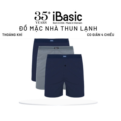 Combo 3 Quần đùi nam iBasic thun lạnh thoáng khí mặc nhà dáng ngắn SHM010