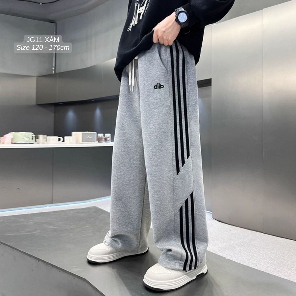 Quần jogger cho bé trai lớp 1-9, quần dài thể thao phối sọc năng động, vải nỉ mềm mại, JG11 Ninokids