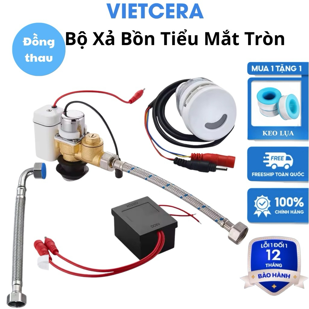 Bộ xả cảm ứng bồn tiểu nam mắt tròn- Thay thế hoàn hảo cho các hãng TOTO, INAX, Caesar, American Sta