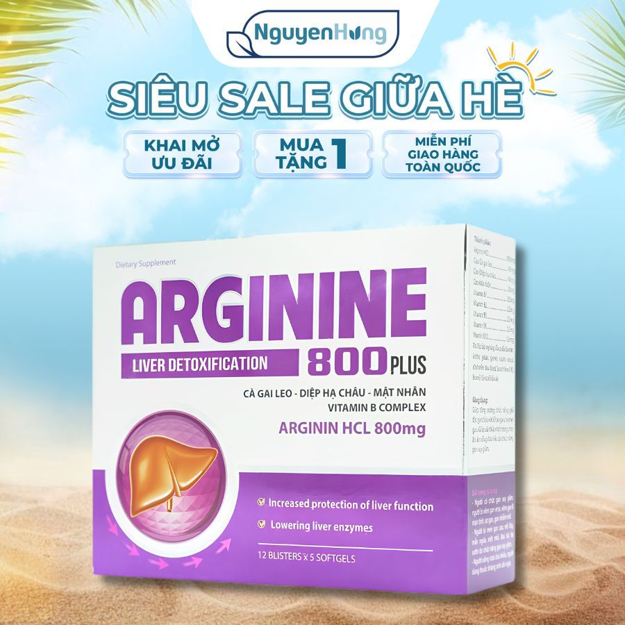 Arginine 800 Plus Hỗ Trợ Tăng Cường Chức Năng Giải Độc Gan