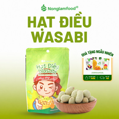 Hạt Điều Wasabi NONGLAMFOOD Giòn Thơm Đậm Vị Hạt Dinh Dưỡng, Đồ Ăn Vặt Văn Phòng Túi 45g