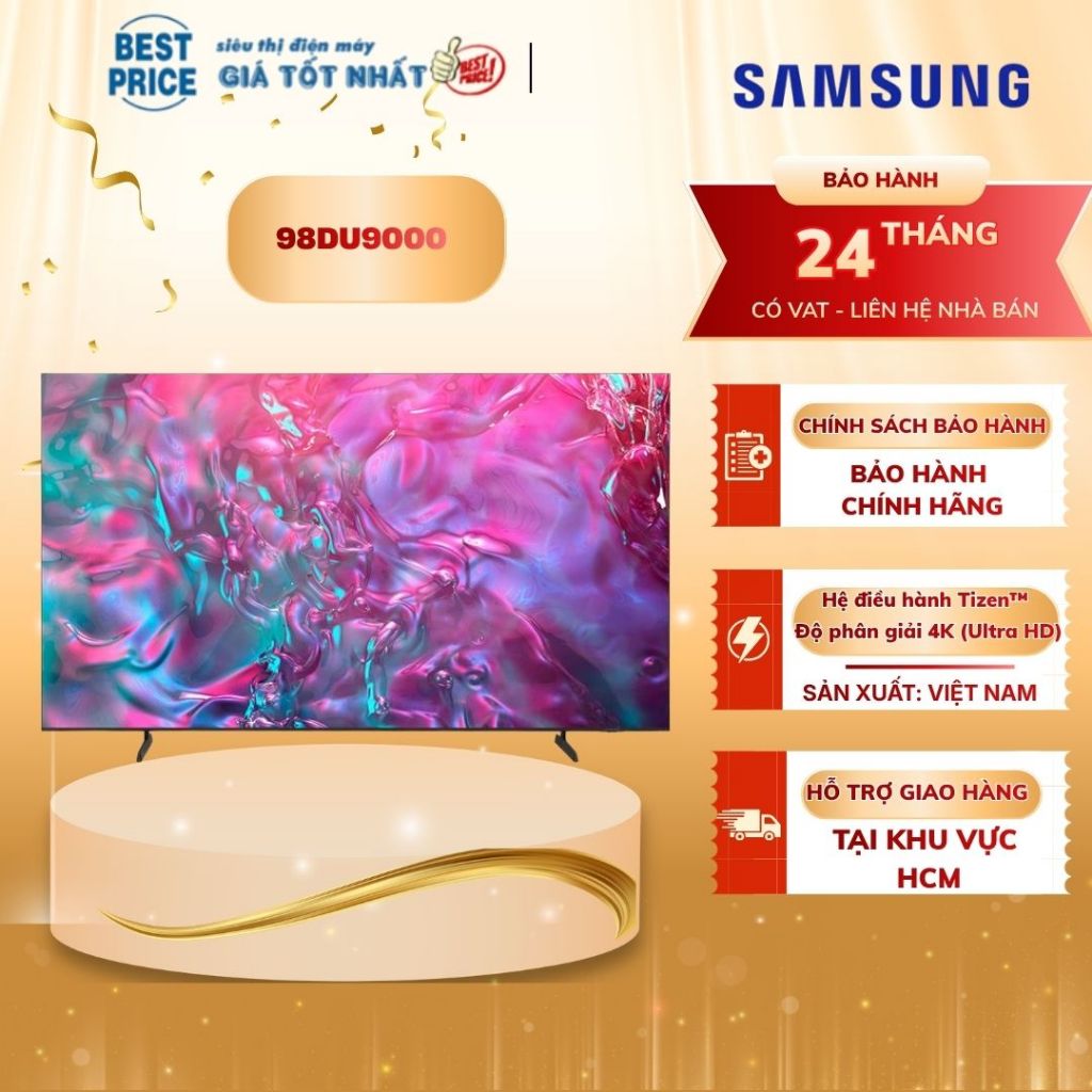 Smart Tivi Samsung 98DU9000  98 Inch 4K UHD, Tizen OS, Âm Thanh Dolby, Thiết Kế Siêu Lớn Đẳng Cấp