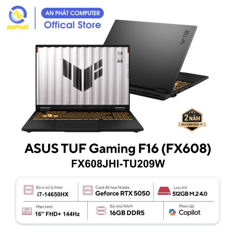 Laptop ASUS TUF Gaming F16 FX608JHI-TU209W (Intel Core i7 Processor 14650HX | RTX 5050 | 16 inch FHD